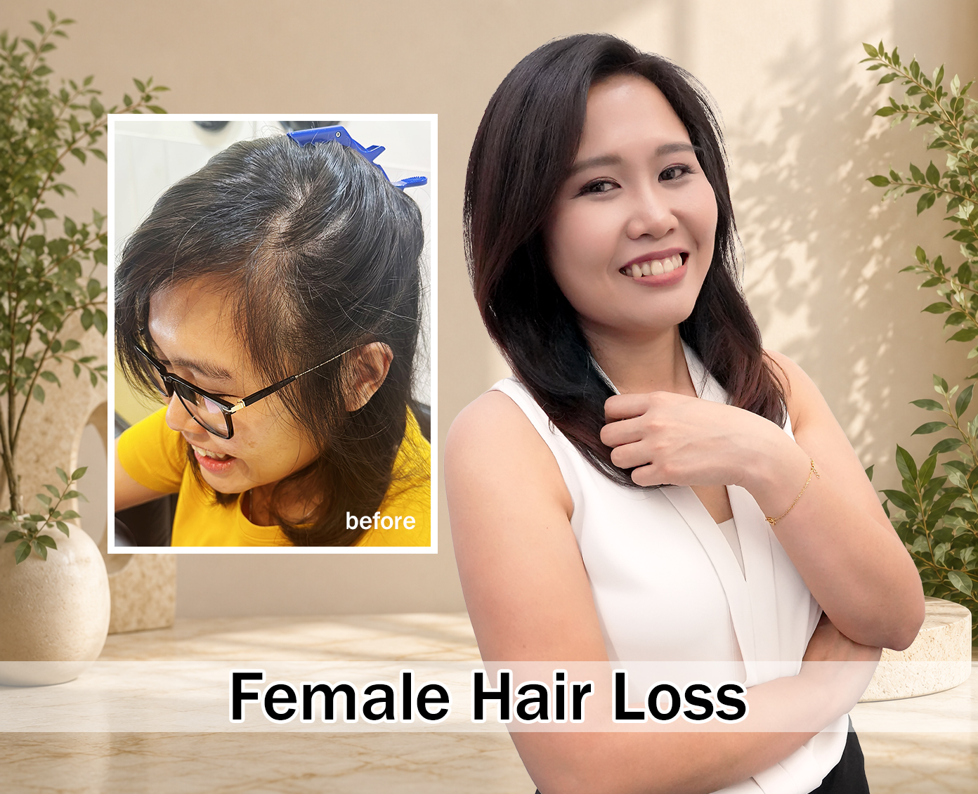 Before and after hair result 3